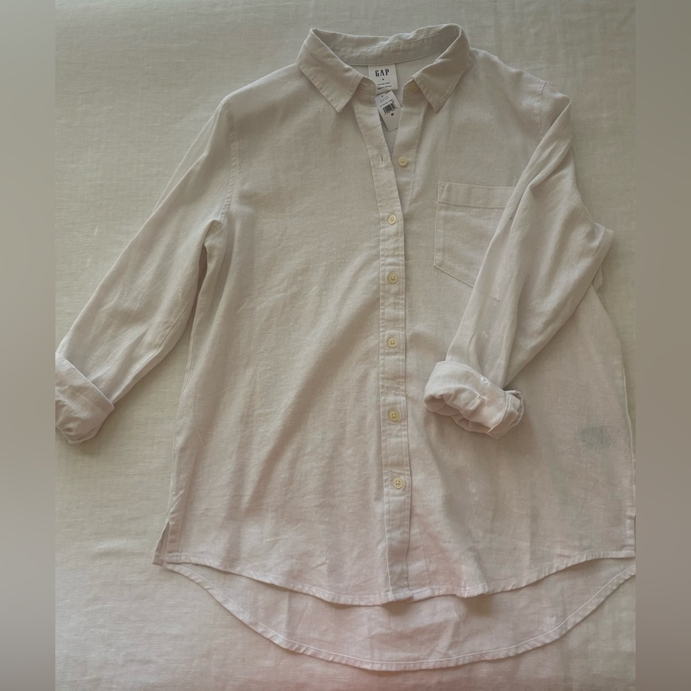 GAP White Linen Casual Button Shirt